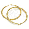 Oro Laminado Extra Large Hoop, Gold Filled Style Hollow Design, Diamond Cutting Finish, Golden Finish, 02.170.0085.70