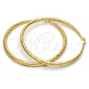 Oro Laminado Extra Large Hoop, Gold Filled Style Hollow Design, Diamond Cutting Finish, Golden Finish, 02.170.0085.70