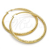 Oro Laminado Extra Large Hoop, Gold Filled Style Hollow Design, Diamond Cutting Finish, Golden Finish, 02.170.0085.70