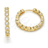 Oro Laminado Huggie Hoop, Gold Filled Style with White Cubic Zirconia, Polished, Golden Finish, 02.195.0079.25