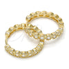 Oro Laminado Huggie Hoop, Gold Filled Style with White Cubic Zirconia, Polished, Golden Finish, 02.195.0079.25