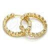 Oro Laminado Huggie Hoop, Gold Filled Style with White Cubic Zirconia, Polished, Golden Finish, 02.195.0079.25