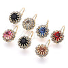 Oro Laminado Leverback Earring, Gold Filled Style Flower Design, with Champagne and White Crystal, Polished, Golden Finish, 5.125.006.3