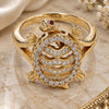 Oro Laminado Multi Stone Ring, Gold Filled Style Turtle Design, with White and Ruby Micro Pave, Polished, Golden Finish, 01.100.0001.09 (Size 9)