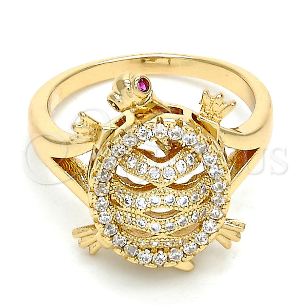 Gold Filled Ring — Multi Stone Ring Turtle Design with White and — main product view — SKU 102369 | Oro Laminado anillo — Multi Stone Ring Turtle diseño with blanco and — SKU 102369