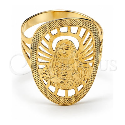 Oro Laminado Elegant Ring, Gold Filled Style Virgen Maria Design, Diamond Cutting Finish, Golden Finish, 5.178.007.08 (Size 8)