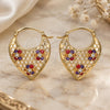 Oro Laminado Small Hoop, Gold Filled Style Heart and Flower Design, with Multicolor Cubic Zirconia, Polished, Golden Finish, 02.65.2459.1.22