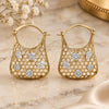 Oro Laminado Medium Hoop, Gold Filled Style Filigree Design, with White Cubic Zirconia, Polished, Golden Finish, 02.65.2455.21