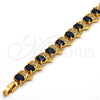 Oro Laminado Tennis Bracelet, Gold Filled Style with Sapphire Blue Cubic Zirconia and White Micro Pave, Polished, Golden Finish, 03.206.0007.5.07 (11 MM Thickness, 7 Inches Length)