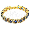 Oro Laminado Tennis Bracelet, Gold Filled Style with Sapphire Blue Cubic Zirconia and White Micro Pave, Polished, Golden Finish, 03.206.0007.5.07 (11 MM Thickness, 7 Inches Length)