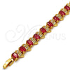Oro Laminado Fancy Bracelet, Gold Filled Style with Rhodolite and White Cubic Zirconia, Polished, Golden Finish, 03.206.0007.1.07 (09 MM Thickness, 7 Inches Length)