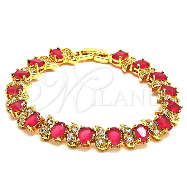 Gold Filled Bracelet — Fancy Bracelet with Rhodolite and White Cubic Zirconia — main product view — SKU 102557 | Oro Laminado brazalete — elegante Bracelet with Rhodolite and blanco Cubic Zirconia — SKU 102557