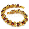Oro Laminado Tennis Bracelet, Gold Filled Style with Garnet and White Cubic Zirconia, Polished, Golden Finish, 03.206.0007.3.07 (11 MM Thickness, 7 Inches Length)