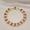 Oro Laminado Tennis Bracelet, Gold Filled Style with Garnet and White Cubic Zirconia, Polished, Golden Finish, 03.206.0007.3.07 (11 MM Thickness, 7 Inches Length)