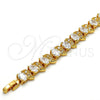 Oro Laminado Tennis Bracelet, Gold Filled Style with White Cubic Zirconia, Polished, Golden Finish, 03.206.0007.07 (11 MM Thickness, 7 Inches Length)
