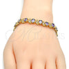 Oro Laminado Tennis Bracelet, Gold Filled Style with Amethyst Cubic Zirconia and White Micro Pave, Polished, Golden Finish, 03.206.0007.2.07 (11 MM Thickness, 7 Inches Length)