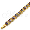Oro Laminado Tennis Bracelet, Gold Filled Style with Amethyst Cubic Zirconia and White Micro Pave, Polished, Golden Finish, 03.206.0007.2.07 (11 MM Thickness, 7 Inches Length)