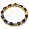 Oro Laminado Tennis Bracelet, Gold Filled Style with White and Sapphire Blue Cubic Zirconia, Polished, Golden Finish, 03.206.0006.07 (06 MM Thickness, 7 Inches Length)