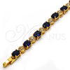 Oro Laminado Tennis Bracelet, Gold Filled Style with White and Sapphire Blue Cubic Zirconia, Polished, Golden Finish, 03.206.0006.07 (06 MM Thickness, 7 Inches Length)