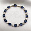 Oro Laminado Tennis Bracelet, Gold Filled Style with White and Sapphire Blue Cubic Zirconia, Polished, Golden Finish, 03.206.0006.07 (06 MM Thickness, 7 Inches Length)