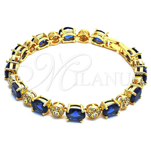 Gold Filled Bracelet — Tennis Bracelet with White and Sapphire Blue Cubic — main product view — SKU 102562 | Oro Laminado brazalete — Tennis Bracelet with blanco and Sapphire Blue Cubic — SKU 102562
