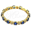 Oro Laminado Tennis Bracelet, Gold Filled Style with White and Sapphire Blue Cubic Zirconia, Polished, Golden Finish, 03.206.0006.07 (06 MM Thickness, 7 Inches Length)