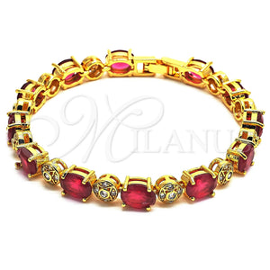 Gold Filled Bracelet — Tennis Bracelet with Rhodolite and White Cubic Zirconia — main product view — SKU 102564 | Oro Laminado brazalete — Tennis Bracelet with Rhodolite and blanco Cubic Zirconia — SKU 102564