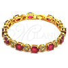 Oro Laminado Tennis Bracelet, Gold Filled Style with Rhodolite and White Cubic Zirconia, Polished, Golden Finish, 03.206.0006.1.07 (06 MM Thickness, 7 Inches Length)