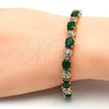Oro Laminado Tennis Bracelet, Gold Filled Style with Emerald and White Cubic Zirconia, Polished, Golden Finish, 03.206.0006.2.07 (06 MM Thickness, 7 Inches Length)