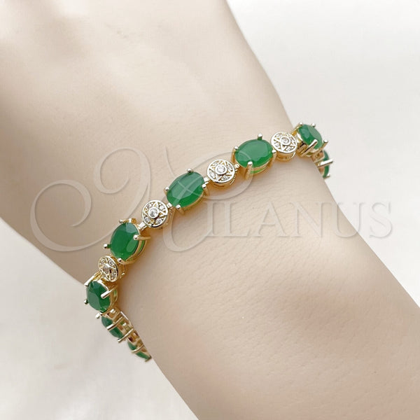 Gold Filled Bracelet — Tennis Bracelet with Emerald and White Cubic Zirconia — alternate product view — SKU 102565 | Oro Laminado brazalete — Tennis Bracelet with Emerald and blanco Cubic Zirconia — SKU 102565