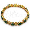 Gold Filled Bracelet — Tennis Bracelet with Emerald and White Cubic Zirconia — alternate product view — SKU 102565 | Oro Laminado brazalete — Tennis Bracelet with Emerald and blanco Cubic Zirconia — SKU 102565
