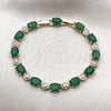 Gold Filled Bracelet — Tennis Bracelet with Emerald and White Cubic Zirconia — alternate product view — SKU 102565 | Oro Laminado brazalete — Tennis Bracelet with Emerald and blanco Cubic Zirconia — SKU 102565