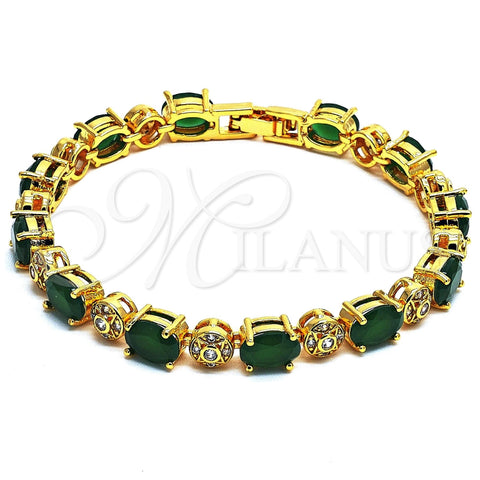 Oro Laminado Tennis Bracelet, Gold Filled Style with Emerald and White Cubic Zirconia, Polished, Golden Finish, 03.206.0006.2.07 (06 MM Thickness, 7 Inches Length)