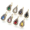 Oro Laminado Leverback Earring, Gold Filled Style Teardrop Design, with White Crystal, Polished, Golden Finish, 5.125.012.4