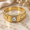 Oro Laminado Mens Ring, Gold Filled Style Solitaire Design, with White Cubic Zirconia, Polished, Golden Finish, 5.175.033.06 (Size 6)