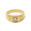 Oro Laminado Mens Ring, Gold Filled Style Solitaire Design, with White Cubic Zirconia, Polished, Golden Finish, 5.175.033.06 (Size 6)