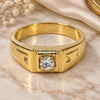 Oro Laminado Mens Ring, Gold Filled Style Solitaire Design, with White Cubic Zirconia, Polished, Golden Finish, 5.175.033.07 (Size 7)