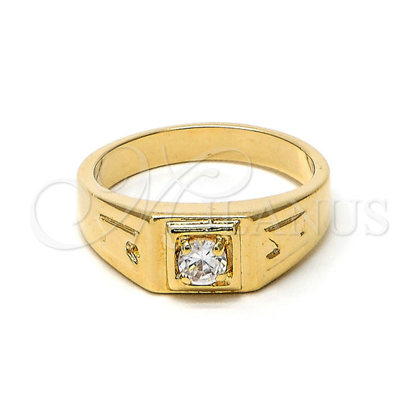 Gold Filled Ring — Mens Ring Solitaire Design with White Cubic Zirconia — main product view — SKU 102599 | Oro Laminado anillo — Mens Ring Solitaire diseño with blanco Cubic Zirconia — SKU 102599
