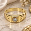 Oro Laminado Mens Ring, Gold Filled Style Solitaire Design, with White Cubic Zirconia, Polished, Golden Finish, 5.175.033.08 (Size 8)