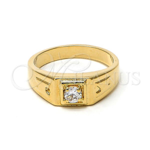 Gold Filled Ring — Mens Ring Solitaire Design with White Cubic Zirconia — main product view — SKU 102600 | Oro Laminado anillo — Mens Ring Solitaire diseño with blanco Cubic Zirconia — SKU 102600