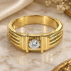 Oro Laminado Mens Ring, Gold Filled Style Solitaire Design, with White Cubic Zirconia, Polished, Golden Finish, 5.175.028.1.06 (Size 6)