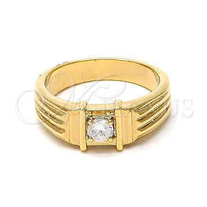 Gold Filled Ring — Mens Ring Solitaire Design with White Cubic Zirconia — main product view — SKU 102606 | Oro Laminado anillo — Mens Ring Solitaire diseño with blanco Cubic Zirconia — SKU 102606