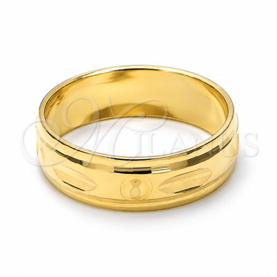 Oro Laminado Wedding Ring, Gold Filled Style Diamond Cutting Finish, Golden Finish, 5.164.032.07 (Size 7)