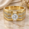 Oro Laminado Mens Ring, Gold Filled Style with White Cubic Zirconia, Polished, Golden Finish, 01.192.0003.09 (Size 9)