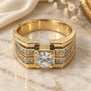 Oro Laminado Mens Ring, Gold Filled Style with White Cubic Zirconia, Polished, Golden Finish, 01.192.0003.10 (Size 10)