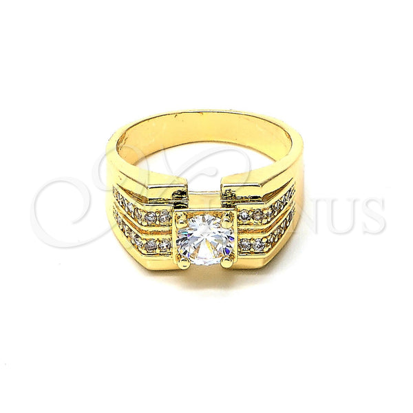 Gold Filled Ring — Mens Ring with White Cubic Zirconia Polished 01. — main product view — SKU 102656 | Oro Laminado anillo — Mens Ring with blanco Cubic Zirconia pulido 01. — SKU 102656