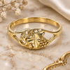 Oro Laminado Elegant Ring, Gold Filled Style Heart and Love Design, Diamond Cutting Finish, Golden Finish, 5.173.028.07 (Size 7)