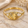 Oro Laminado Elegant Ring, Gold Filled Style Heart and Love Design, Diamond Cutting Finish, Golden Finish, 5.173.028.08 (Size 8)