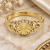 Oro Laminado Elegant Ring, Gold Filled Style Flower Design, Diamond Cutting Finish, Golden Finish, 5.174.017.09 (Size 9)