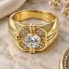 Oro Laminado Mens Ring, Gold Filled Style with White Cubic Zirconia, Polished, Golden Finish, 01.192.0002.09 (Size 9)